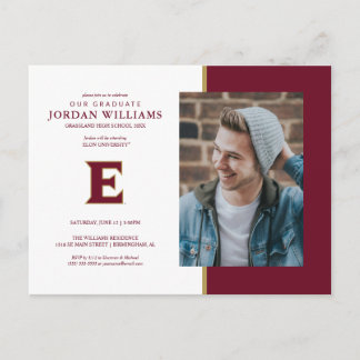 Elon University E | Graduation Announcement Postcard