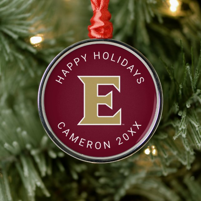 Elon University E Metal Ornament (Tree)