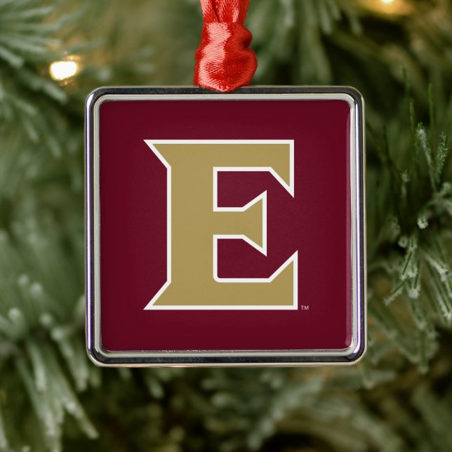 Elon University E Metal Ornament (Tree)