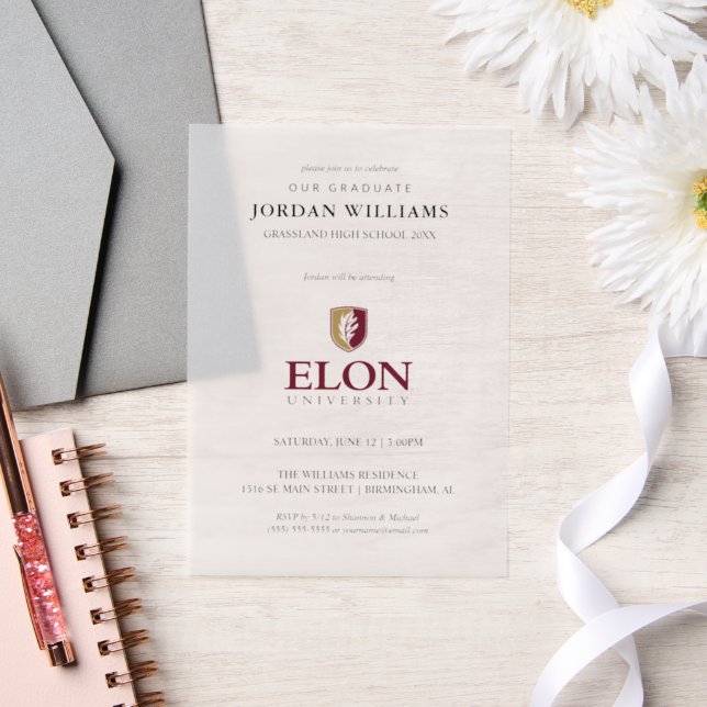 Elon University Graduation Vellum Invitations (Wedding)