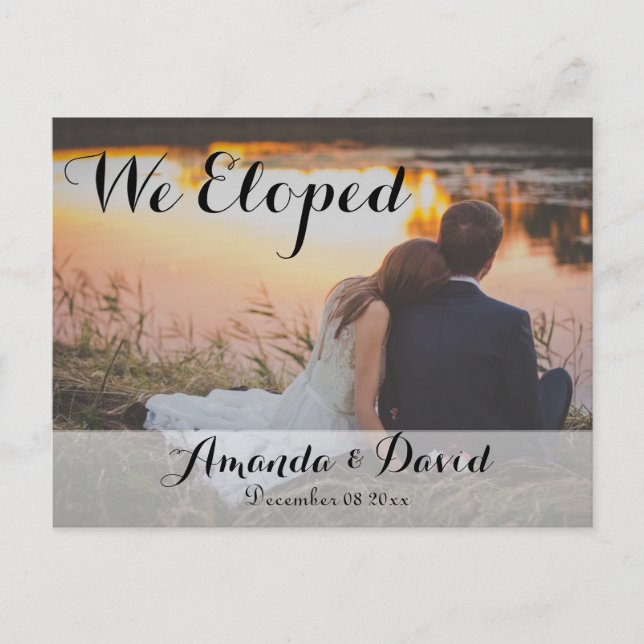 Eloped Stylish Modern Photo Wedding Announcement Postcard (Front)