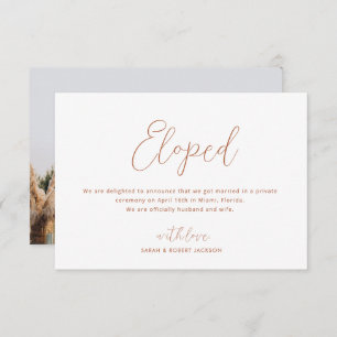 eloped, thin sript wedding announcement
