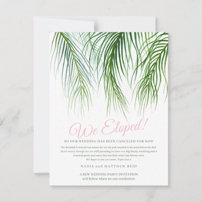 Eloped wedding change of plan for the party save the date (Front)