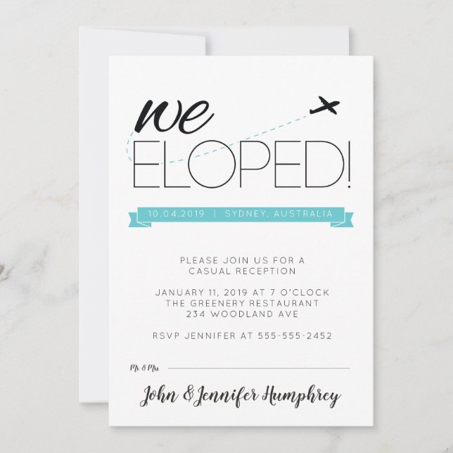 Elopement Announcement and Reception Invitation (Front)