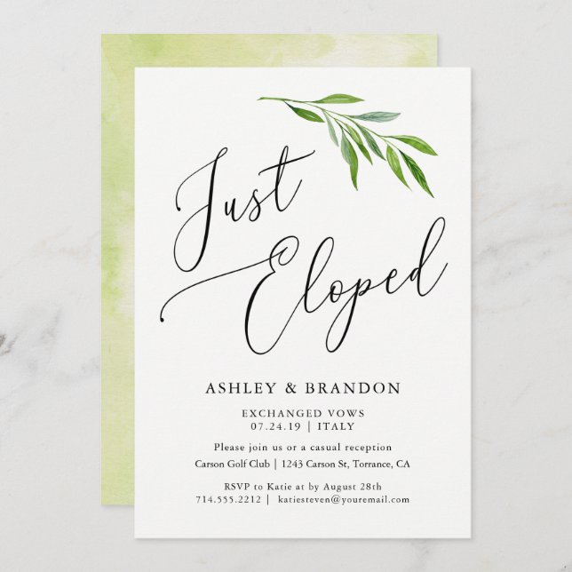 Elopement Announcement Cards | Just Eloped (Front/Back)