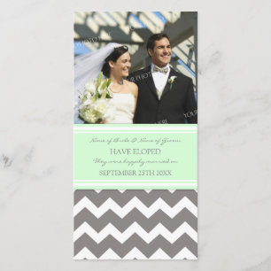 Elopement Announcement Photo Card Grey Chevron