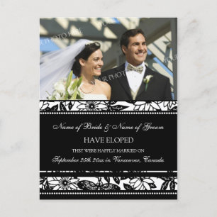 Elopement Announcement Photo Postcards Black White