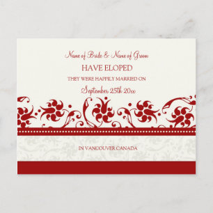 Elopement Announcement Postcards Red Floral