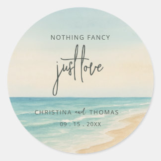 Elopement Beach Wedding Classic Round Sticker
