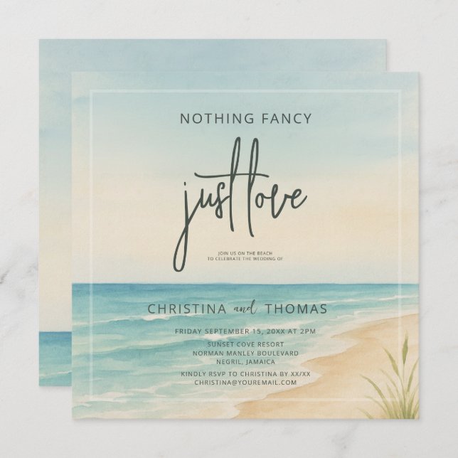 Elopement Beach Wedding Invitation (Front/Back)