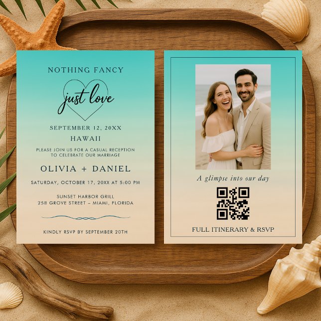 Elopement Beach Wedding Reception QR Code Invitation (Creator Uploaded)