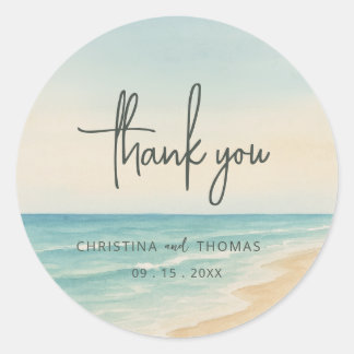 Elopement Beach Wedding Thank You Classic Round Sticker