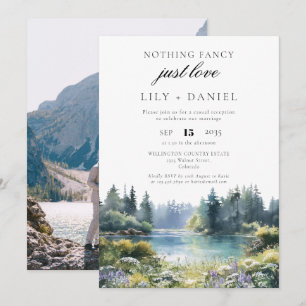 Elopement Forest Lakeside Wedding Reception Photo Invitation