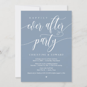 Elopement, Happily Ever After Party, Dusty Blue Invitation