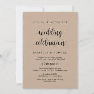 Elopement, Its an after the Wedding Party, Kraft Invitation