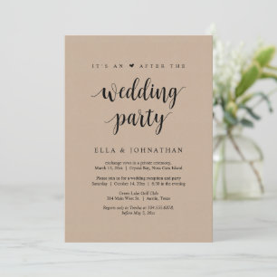 Elopement, Its an after the Wedding Party, kraft Invitation