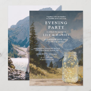 Elopement Mountain Mason Jar Evening Party Photo Invitation