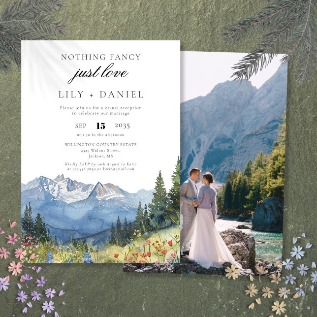Elopement Mountain Wedding Reception Photo Invitation (Elopement Mountain Wedding Reception Photo Invitation)