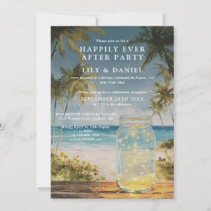 Elopement Ocean Beach Mason Jar Wedding Reception Invitation