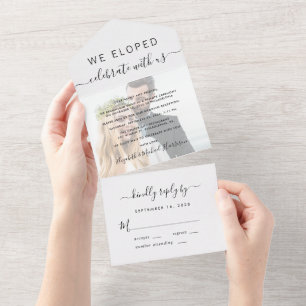 Elopement Photo Wedding Reception All In One Invitation