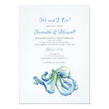 Elopement Reception Invitation, Coastal Octopus