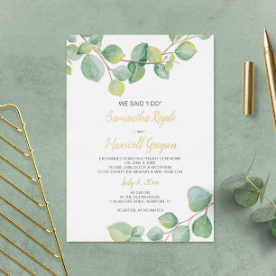 Elopement Reception Invitation, Eucalyptus