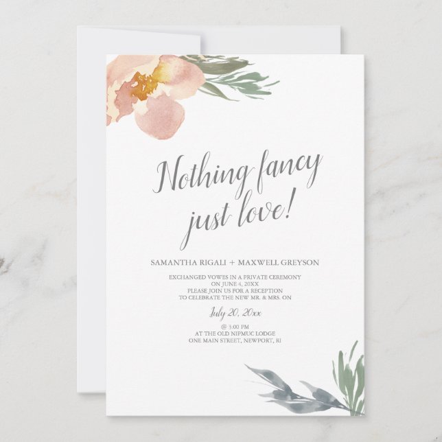 Elopement Reception Nothing Fancy Just Love Invitation (Front)