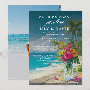 Elopement Tropical Beach Floral Photo Wedding Invitation