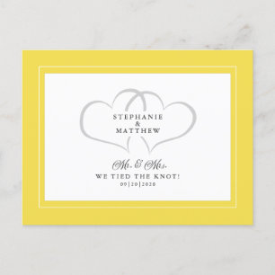 Elopement We Tied The Knot Mr & Mrs Yellow White Invitation Postcard