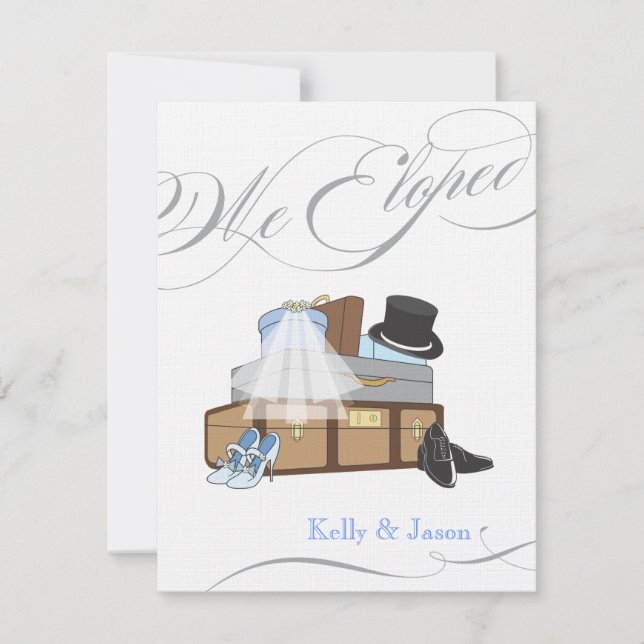 Elopement Wedding Announcement - Blue (Front)