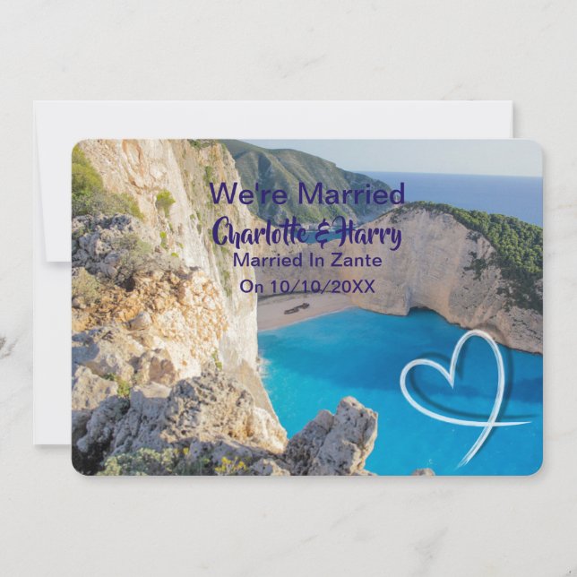 Elopement Wedding Celebration Married In Zante Invitation (Front)