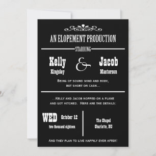 Elopement Wedding Marriage Announcement Invitation