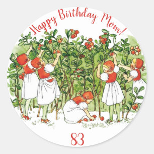 Elsa Beskow Cute Strawberry Girl Classic Round Sticker