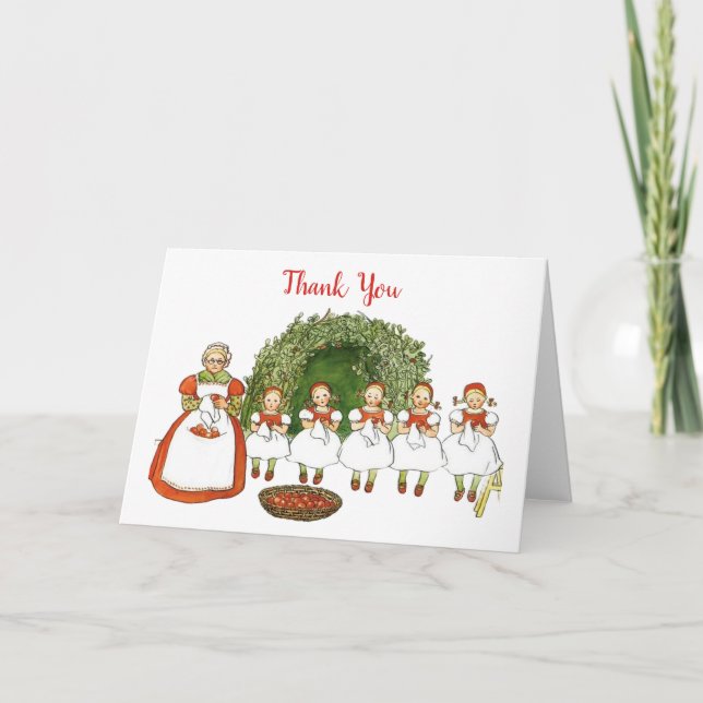 Elsa Beskow Strawberry Girls Thank You Card (Front)
