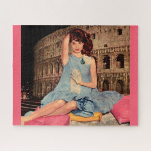 Elsa Martinelli and white kitten Jigsaw Puzzle