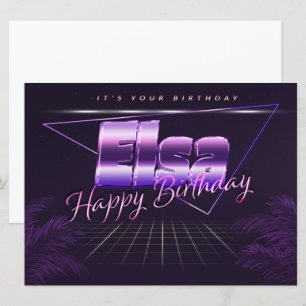 Elsa Name Vorname lila retro Karte Geburtstag Card