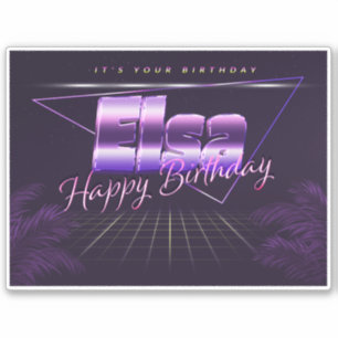 Elsa Name Vorname lila retro Sticker Geburtstag