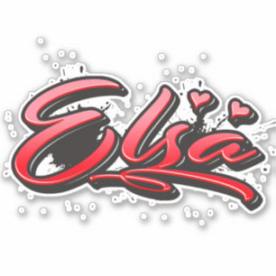 Elsa red Heart Graffiti Sticker