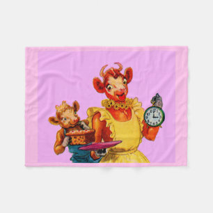 Elsie the Cow and daughter Beulah - It's Cake Time Fleece Blanket