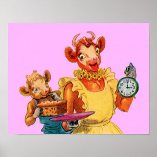 Elsie the Cow and daughter Beulah - It's Cake Time Poster