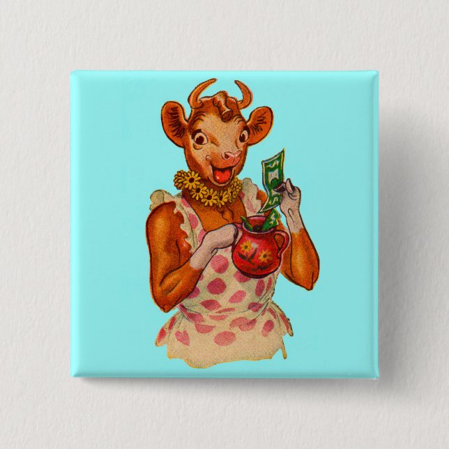 Elsie the Cow, money manager 15 Cm Square Badge (Front)