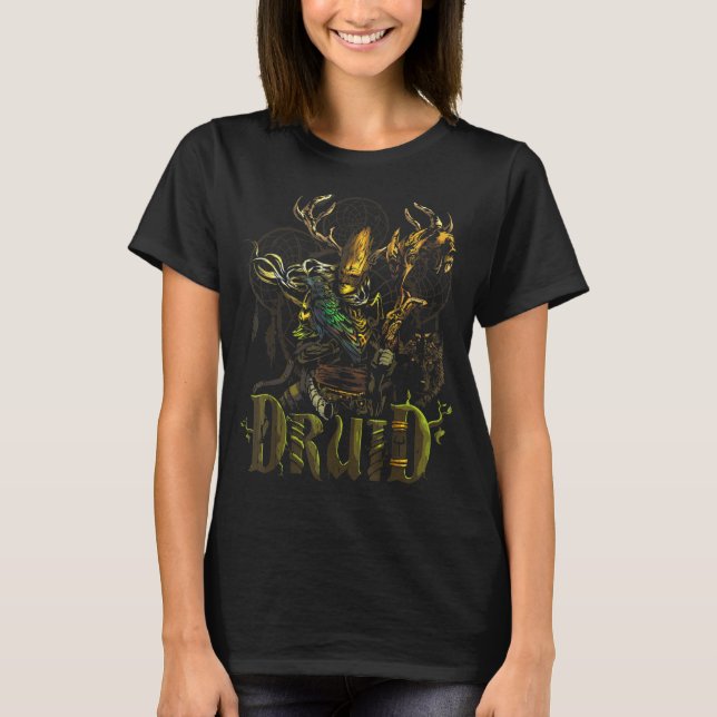 Elven Druid Fantasy Roleplaying Tabletop Rpg Gamer T-Shirt (Front)