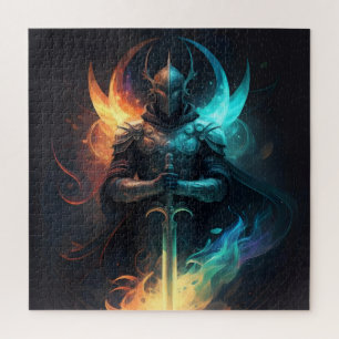 Elven Magic: Knight with Enchanted Sword Jigsaw Puzzle