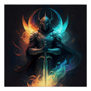 Elven Magic: Knight with Enchanted Sword Poster