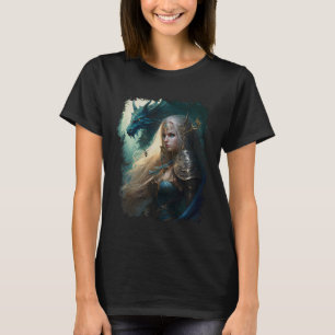 Elven Warrior Elf Princess Dragon Vintage Fantasy  T-Shirt