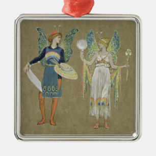 Elves and Fairy Painters, from 'The Snowman' 1899 Metal Ornament