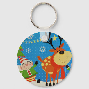 Elves and Reindeer Key Ring