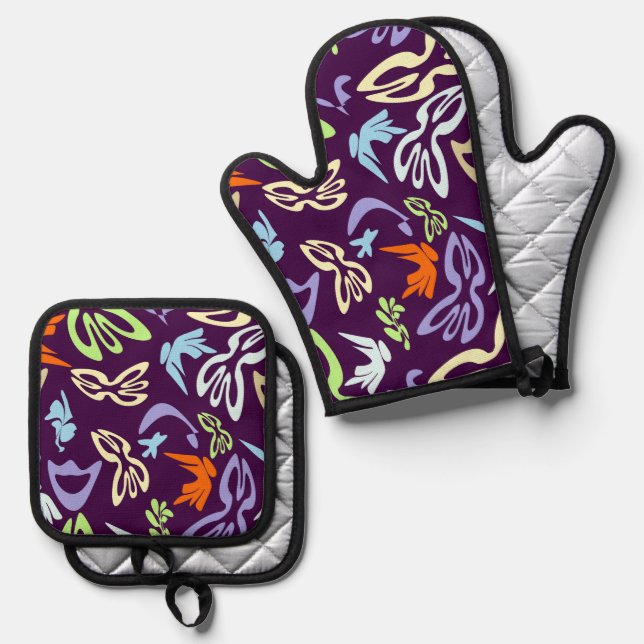 Elves, Butterflies and Masks 5 Oven Mitt & Pot Holder Set (Front/Back)