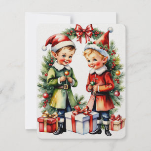 elves christmas holiday card