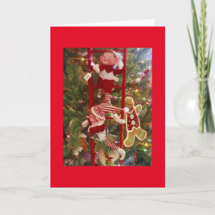 **ELVES DECORATING THE TREE**  SAY MERRY CHRISTMAS HOLIDAY CARD